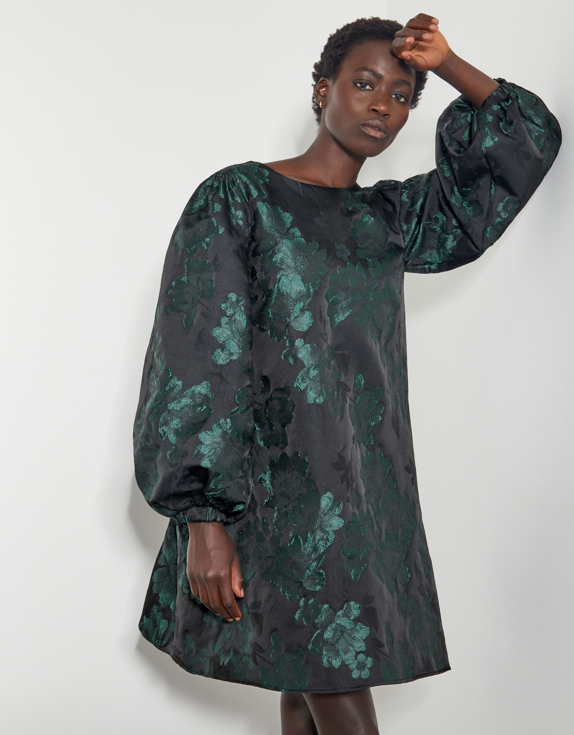 Julie Jacquard Mini Dress Green | Evening Dresses | Monsoon US.