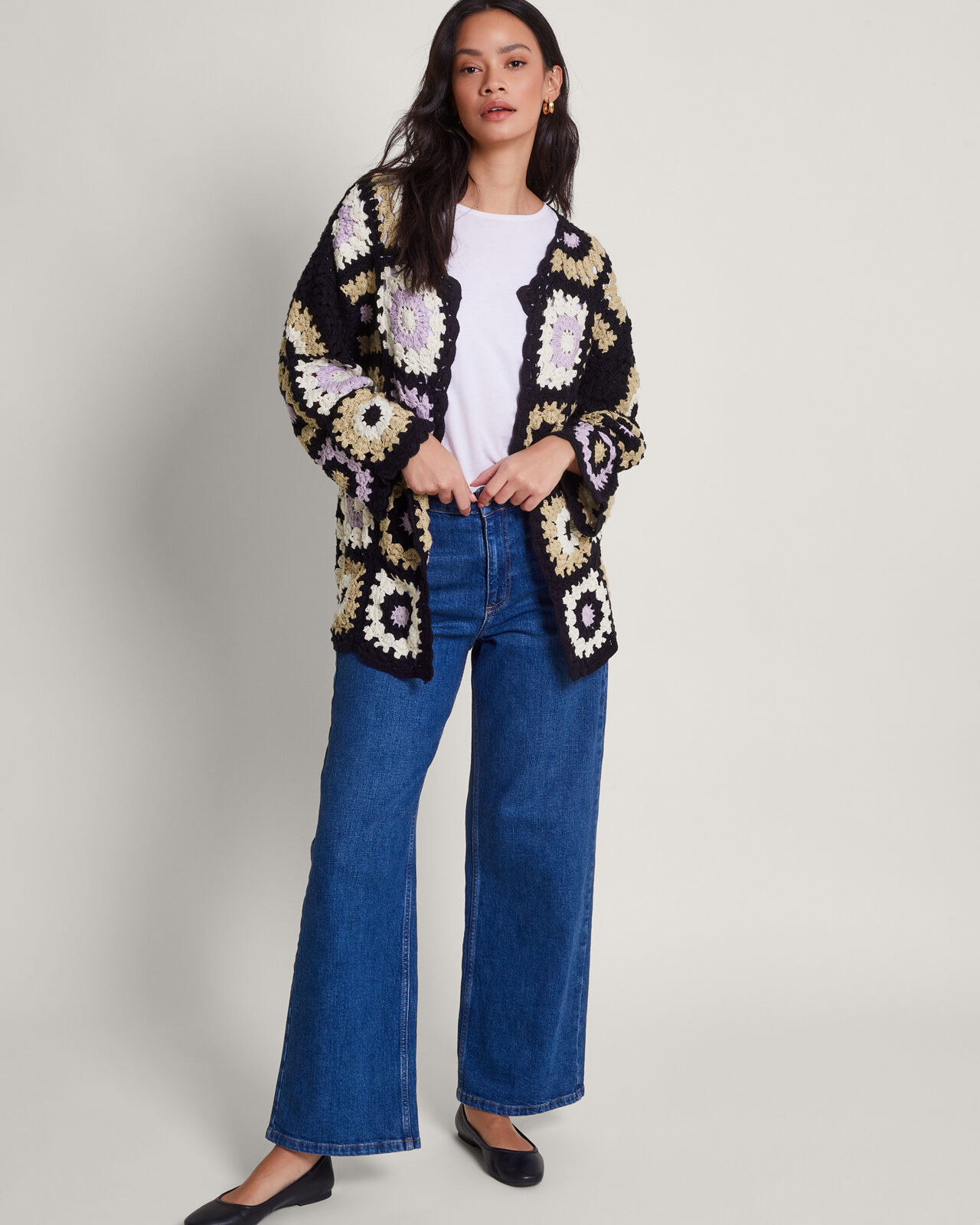 Crochet cardigan black store