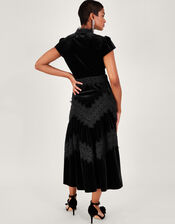 Valentina Velvet Lace Dress, Black (BLACK), large