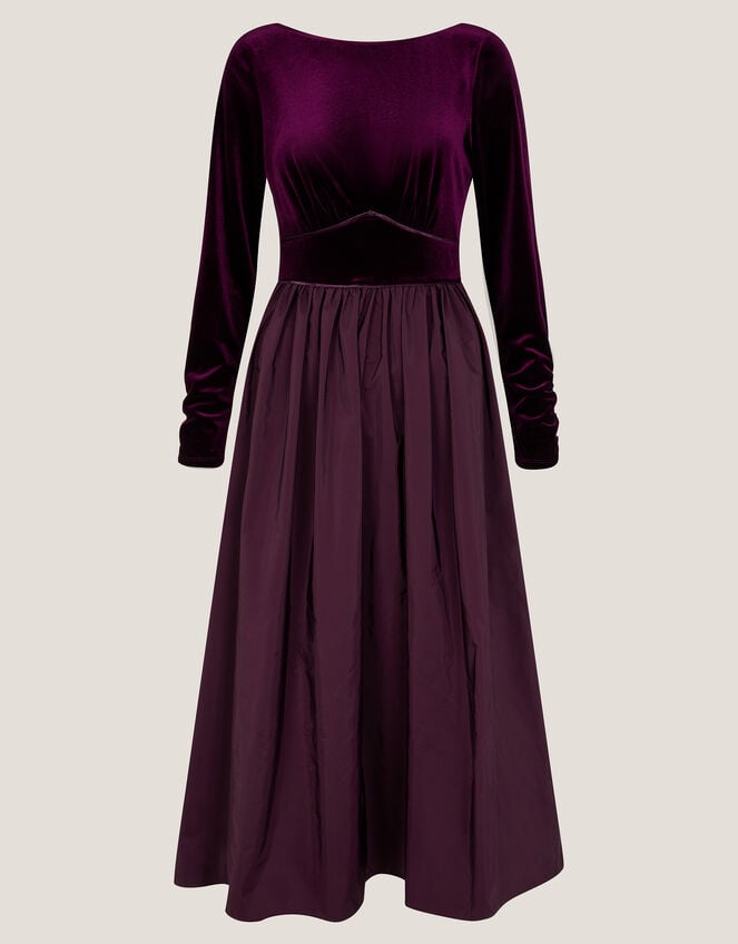 Vita Velvet Midi Dress, Purple (AUBERGINE), large