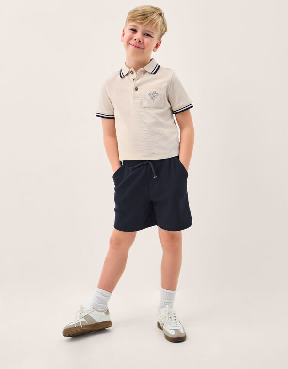 Palm Jersey Polo Shirt & Shorts Set, Natural (STONE), large