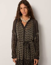 Maison Hotel Eulalia Mix Floral Midi Dress, Black (BLACK), large