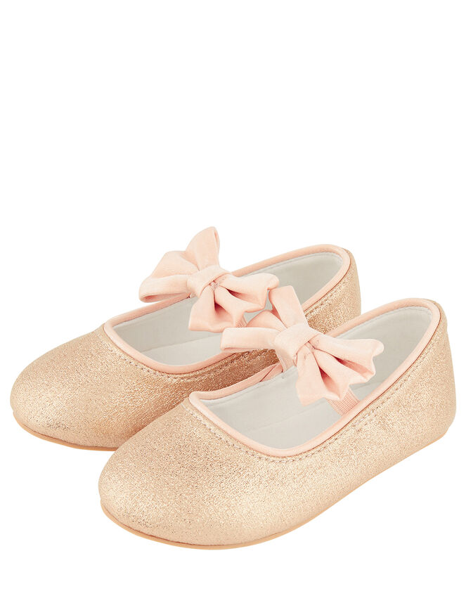 Baby Samira Gold Bow Walker Shoes, Gold (GOLD), large