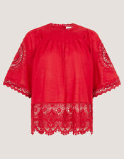 Emory Floral Lace Top, Red (RED), large