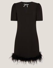 Arlette Feather Mini Dress, Black (BLACK), large