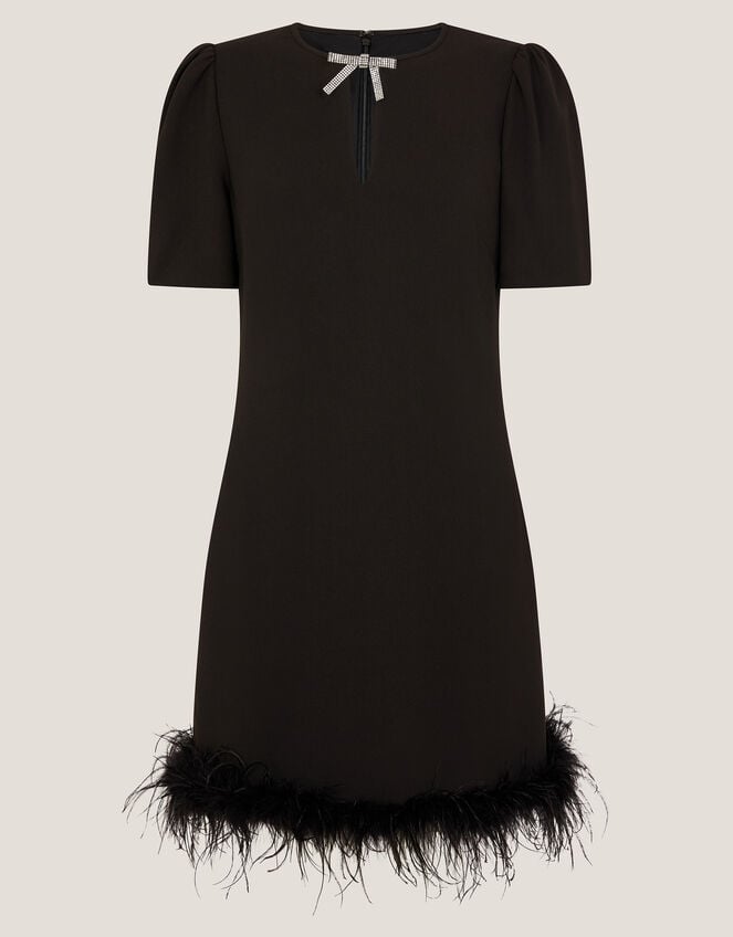 Arlette Feather Mini Dress, Black (BLACK), large