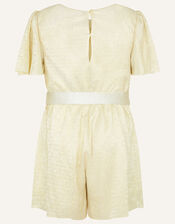 Shimmer Flutter Sleeve Jersey Playsuit , Natural (CHAMPAGNE), large
