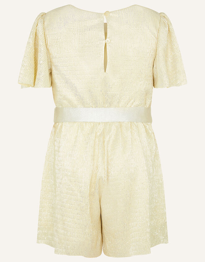 Shimmer Flutter Sleeve Jersey Playsuit , Natural (CHAMPAGNE), large