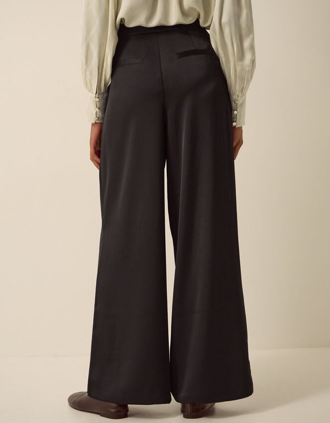 Maisie Satin Wide Leg Trousers, Black (BLACK), large