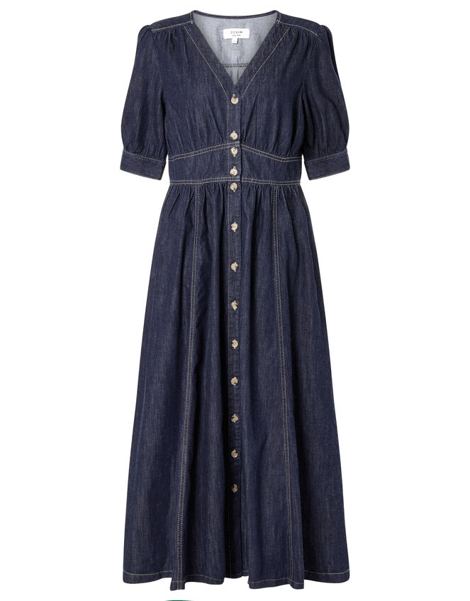 Dolly Denim Dress in Organic Cotton, Blue (INDIGO), large