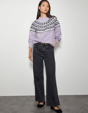 Fie Fair Isle Jumper , Purple (LILAC), large