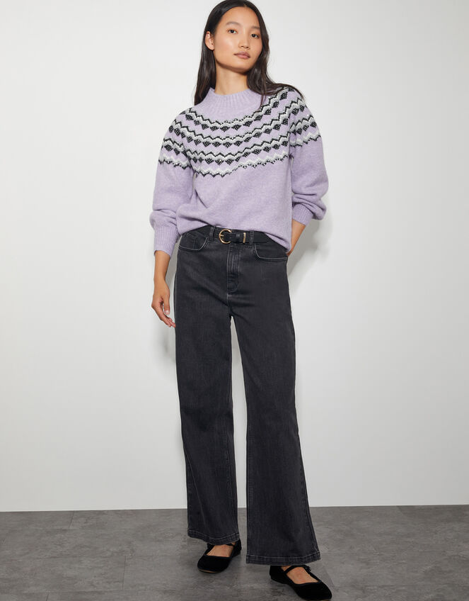 Fie Fair Isle Jumper , Purple (LILAC), large