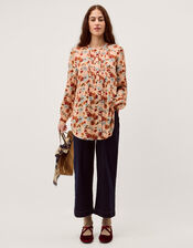 Olive Floral Print Blouse, Ivory (IVORY), large