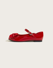 Patent Bow Ballerina Flats, Red (RED), large