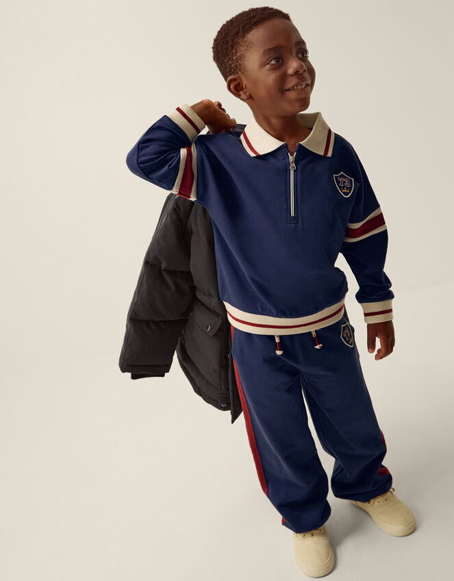 Half Zip Sweatshirt & Joggers Set, Blue (NAVY), large