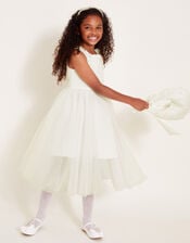 Cheryl 3D Flower Scuba Dress, Ivory (IVORY), large