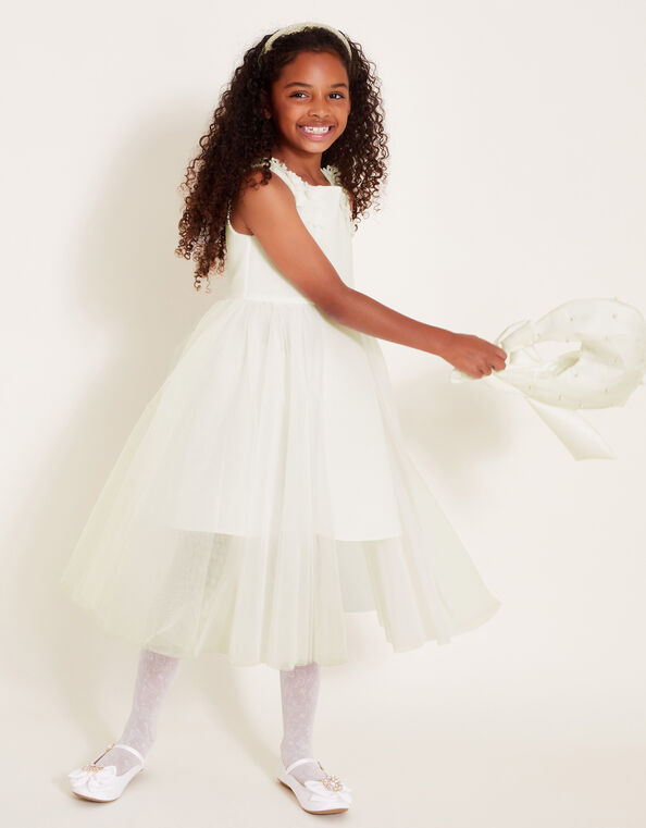 Cheryl 3D Flower Scuba Dress, Ivory (IVORY), large