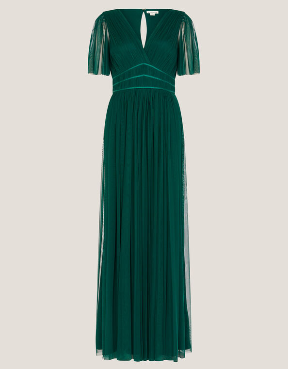 Emily Short Sleeve Tulle Bridesmaid Dress, Green (DARK GREEN), large