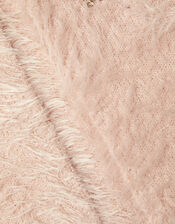 Fluffy Knit Embellished Cardigan, Pink (PALE PINK), large
