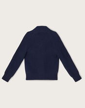 Shawl Collar Cardigan, Blue (NAVY), large