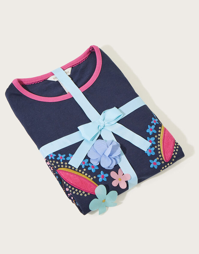 Embroidered Bunny Pyjama Set, Blue (NAVY), large