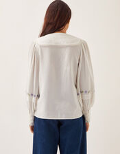 Matilda Floral Embroidered Blouse, Ivory (IVORY), large