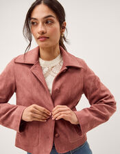 Sierra Scallop Faux Suede Jacket, Pink (ROSE), large