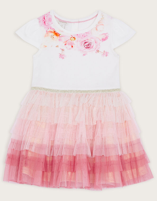 Baby Floral Placement Tiered Dress, Pink (PINK), large