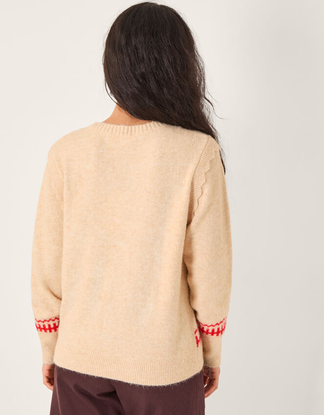 Bess Gingerbread Man Knit Jumper, Ivory (IVORY), large