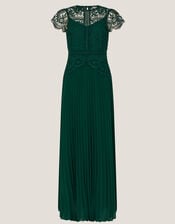 Monica Lace Pleated Bridesmaid Dress, Green (DARK GREEN), large