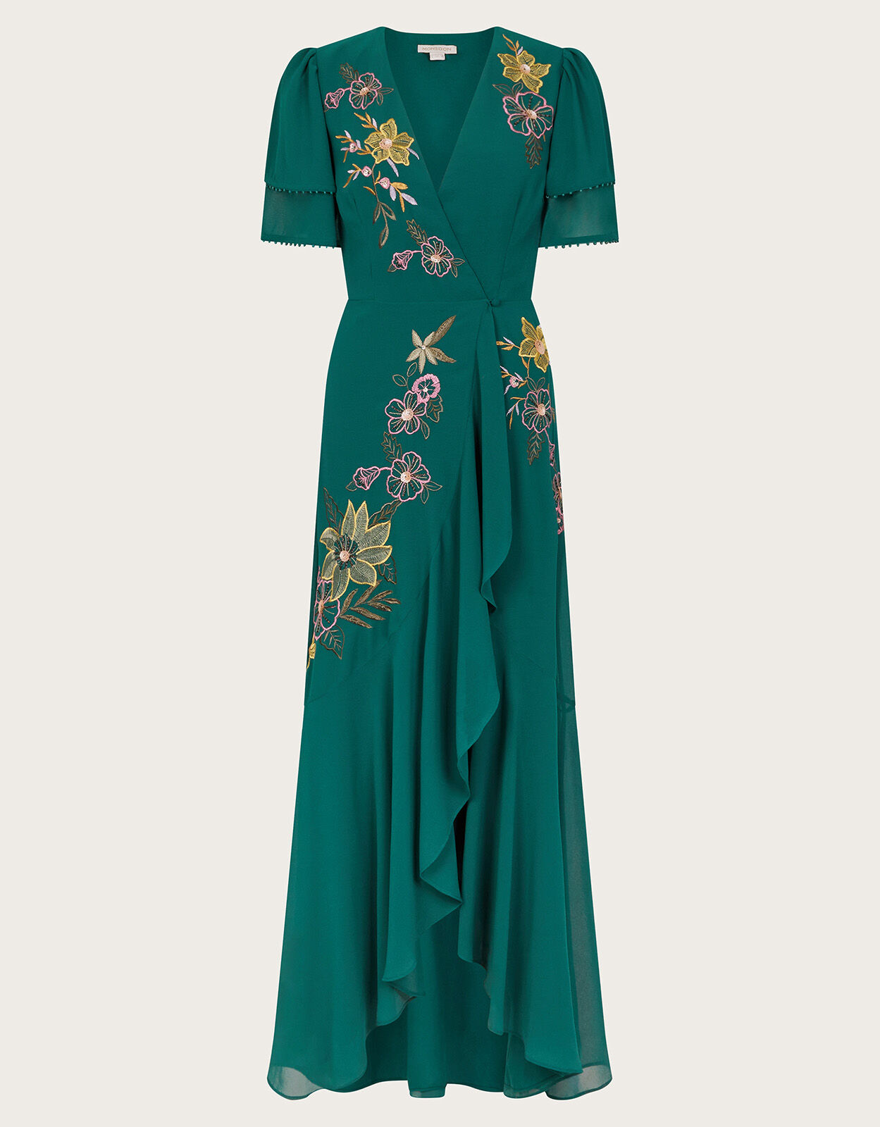 Wanda Floral Embellished Dress Teal