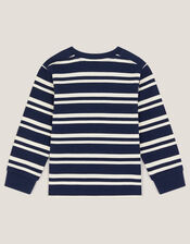 Fox Stripe Long Sleeve Top, Blue (BLUE), large