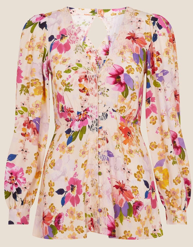 Florella Floral Print Blouse, Ivory (IVORY), large
