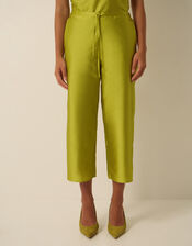 Tansy Cropped Straight Leg Taffeta Trousers, Green (LIME), large
