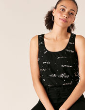 Tara Embellished Stretch Sleeveless Top, Black (BLACK), large