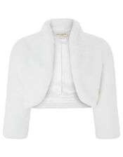Maria Faux Fur Bridal Jacket, Ivory (IVORY), large