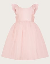 Baby Angel Wing Sleeve Tulle Dress, Pink (PALE PINK), large