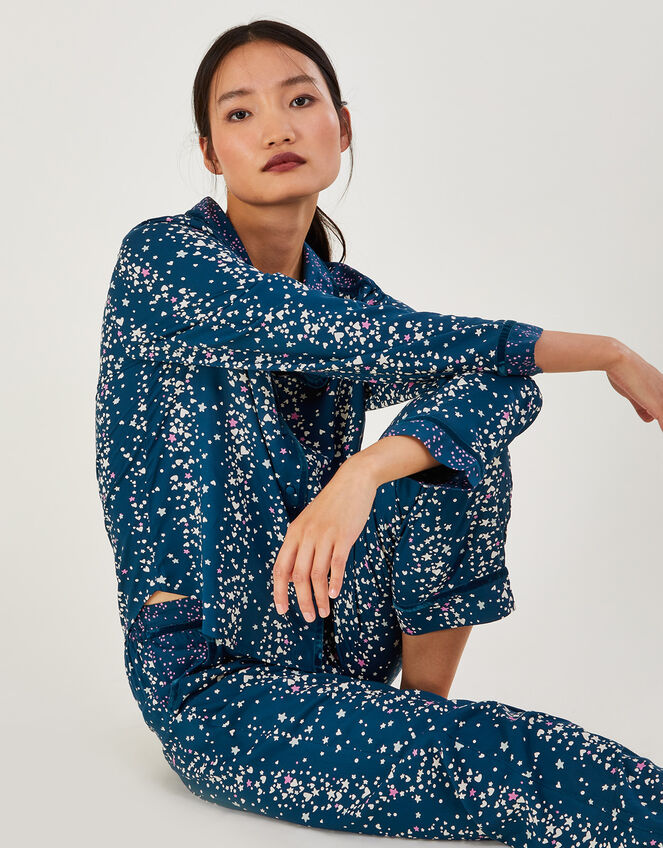 Star Stripe Print Pyjama Set in LENZING™ ECOVERO™ , Teal (TEAL), large