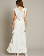 Remi V-Neck Ruffle Maxi Wedding Dress, Ivory (IVORY), large