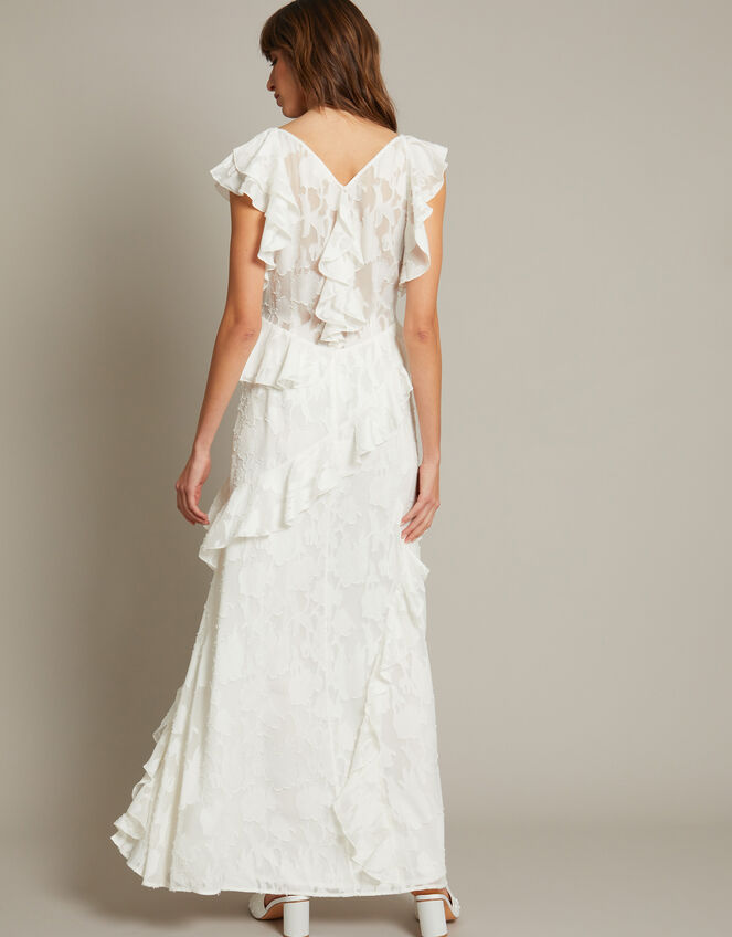 Remi V-Neck Ruffle Maxi Wedding Dress, Ivory (IVORY), large