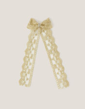 Long Lace Bow Hair Clip, , large