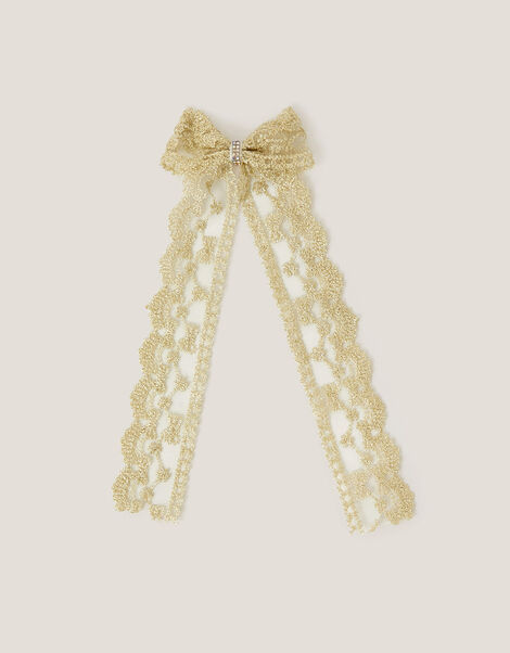 Long Lace Bow Hair Clip, , large