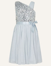 One-Shoulder Sequin Dress , Silver (SILVER), large