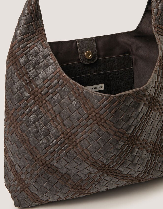 Adele Woven Leather Shoulder Bag, , large