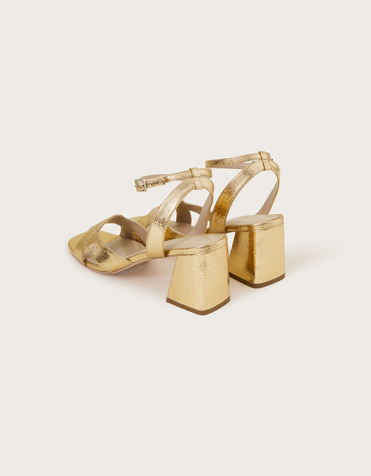 Metallic Block Heel Sandals Gold Occasion Shoes Monsoon Global