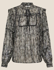 Frida Printed Blouse , Black (BLACK), large