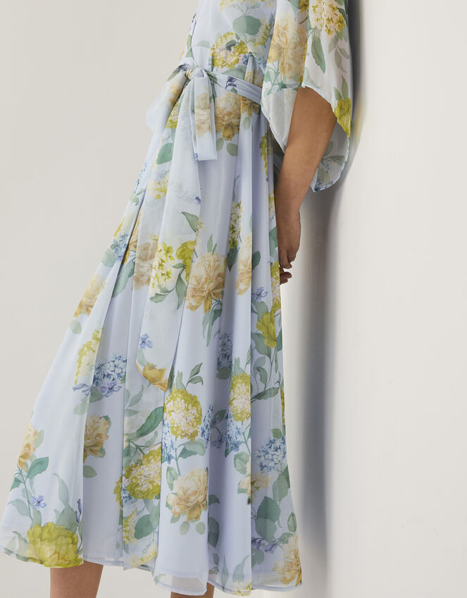 Rowan Floral Wrap Midi Dress, Blue (PALE BLUE), large