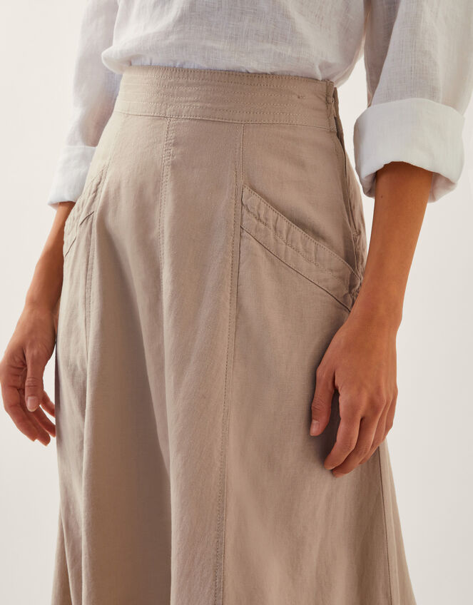 Harper Linen A-Line Midi Skirt, Natural (NATURAL), large