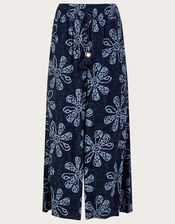 Batik Print Floral Trousers in LENZING™ ECOVERO™, Blue (NAVY), large