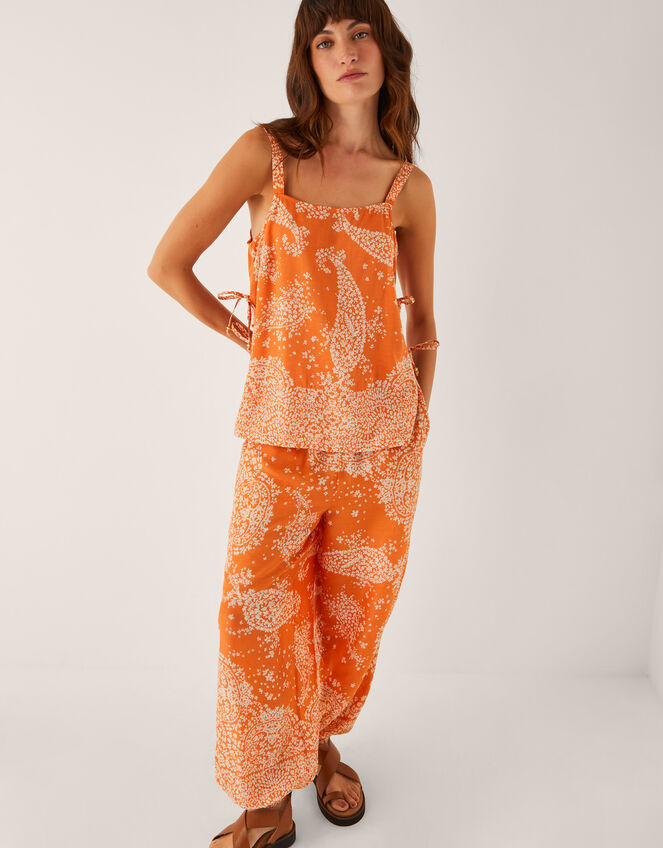 Madison Paisley Print Harem Pants, Orange (ORANGE), large